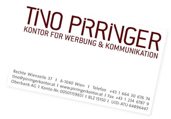 Tino Pirringer, Kontor fr Werbung und Kommunikation, Rechte Wienzeile 37, 1040 Wien